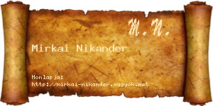 Mirkai Nikander névjegykártya